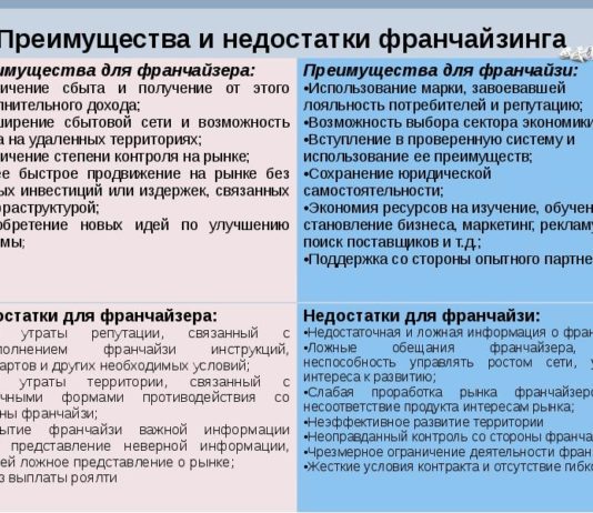Преимущества и недостатки бизнеса по франшизе